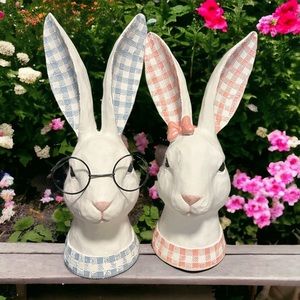 Studious Rabbits Cute Resin Easter Bunny Decor 11” Tall Adorable Decor Rare